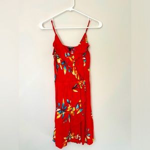 Express XS Floral/Tropical Red Sundress